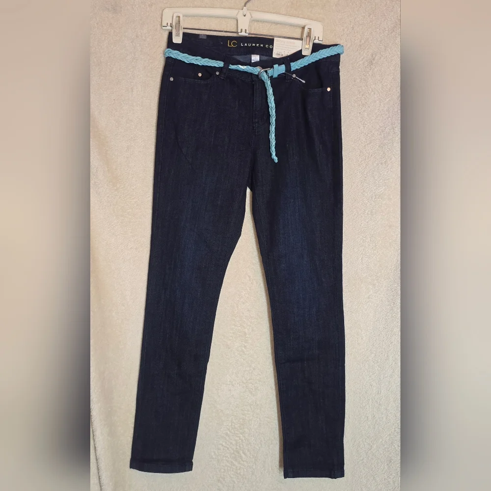 LC Lauren Conrad Skinny Ankle Mid Rise NWT Size 6 Dark Wash Blue Jeans - Picture 1 of 13